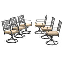 Bigroof Swivel Patio Chairs Outdoor Metal Steel-Framed Rocking Dining Chairs with Seat Cushion