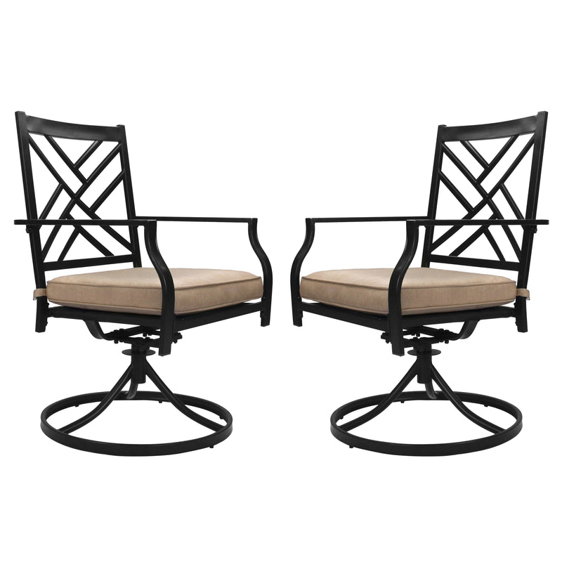Bigroof Swivel Patio Chairs Outdoor Metal Steel-Framed Rocking Dining Chairs with Seat Cushion Backyard Furniture Sets for Patio, Lawn & Garden