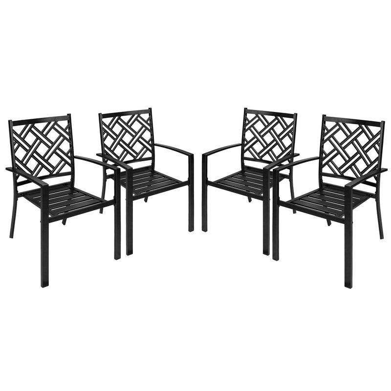 Bigroof Outdoor Patio Dining Chairs, Metal Stackable Bistro Deck Chairs Support 300LB All-Weather Patio Furniture for Backyard, Deck, Patio, Lawn & Garden
