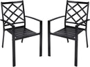 Bigroof Outdoor Patio Dining Chairs Set of 2, Metal Stackable Bistro Deck Chairs Support 300LB All-Weather Patio Furniture for Backyard, Deck, Patio, Lawn & Garden