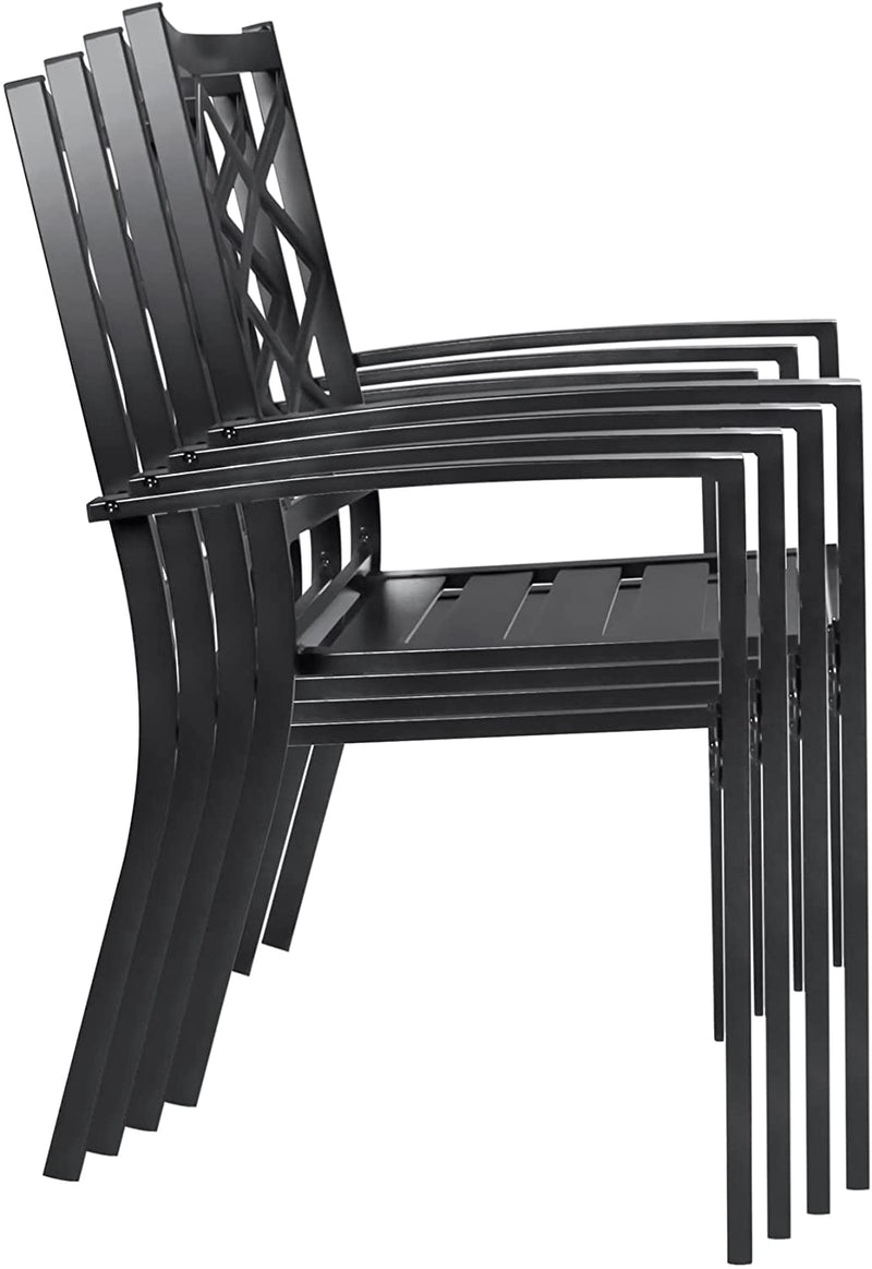 Copy of Copy of Bigroof 5 Piece Metal Outdoor Patio Dining Sets for 4, Stackable Chairs and Steel 37" Square Table with Umbrella Hole