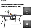 Copy of Bigroof 7 Piece Metal Outdoor Patio Dining Sets for 6, Stackable Chairs and 63" Classic Rectangle Table with Umbrella Hole
