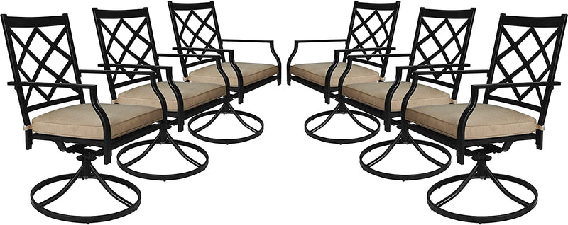 Bigroof Swivel Patio Chairs Set of 2 Outdoor Metal Steel-Framed Rocking Dining Chairs with Seat Cushion Backyard Furniture Sets for Patio, Lawn & Garden