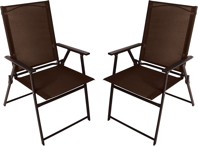 Bigroof Patio Dining Chairs Set of 2, Outdoor Portable Folding Chairs, 2-Pack Patio Chairs, Lawn Chair with Armrest and Metal Frame, Suitable for Camping Pool Beach Deck