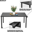 Bigroof Outdoor Table 60" Patio Galvanised Steel Metal Classic Rectangle Black Dining Table with 1.57" Umbrella Hole for Garden, Backyard, Deck