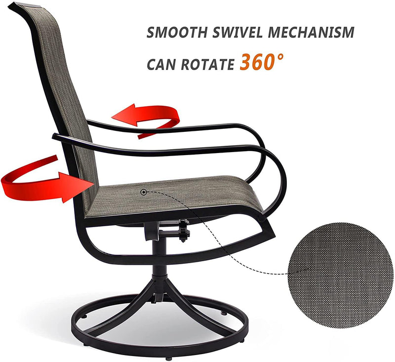 Bigroof Patio Furniture Sets 5 Piece Outdoor Dining Set Table and Chairs with 1 x 37"x37" Square UmbrellaTable and 4 x Textilene Swivel Patio Chair for Outdoor, Kitchen, Backyard, Patio, Lawn & Garden - bigroofus