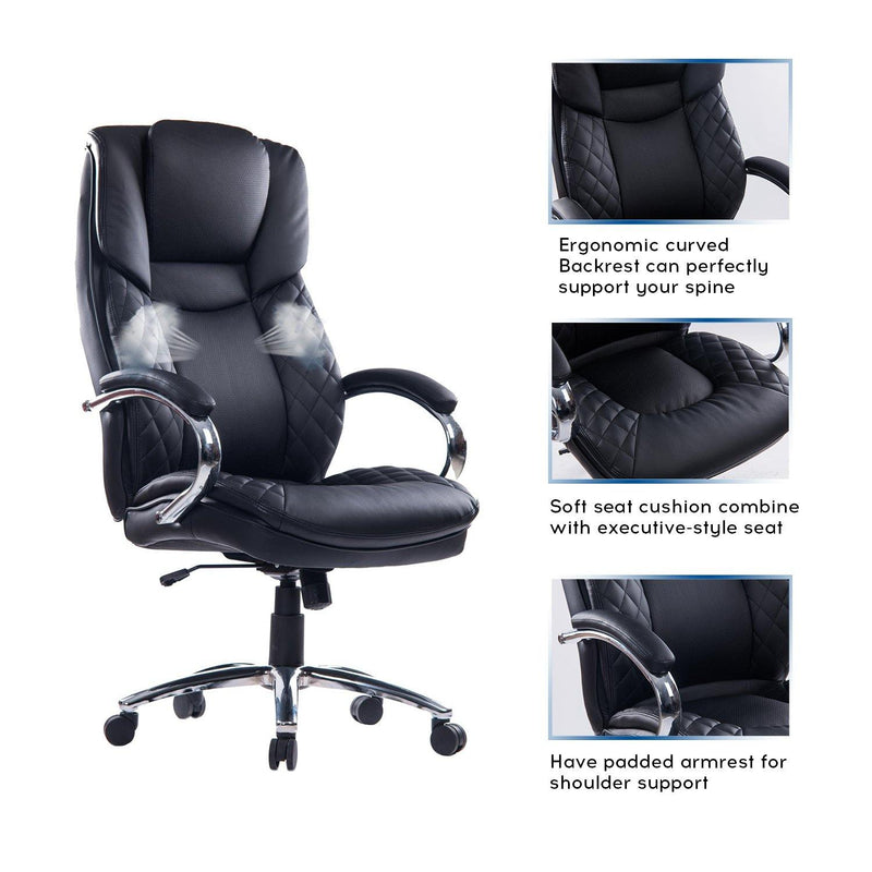 High-Back Leather Executive Chair - bigroofus