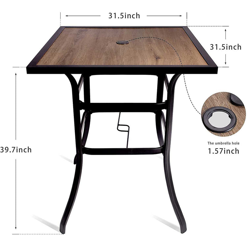 Patio Bar Table And 360° Swivel Stools with High Back and Armrest, Padded Textilene Swivel Chairs with Wook Like Top Table, Outdoor Furniture Set (Table & Chairs) - bigroofus